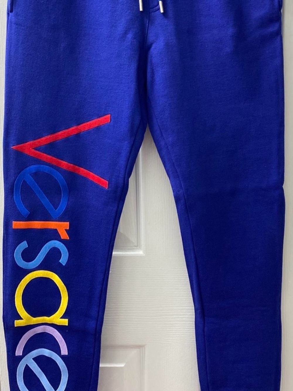 Versace Royal Blue Joggers with Multicolor Logo